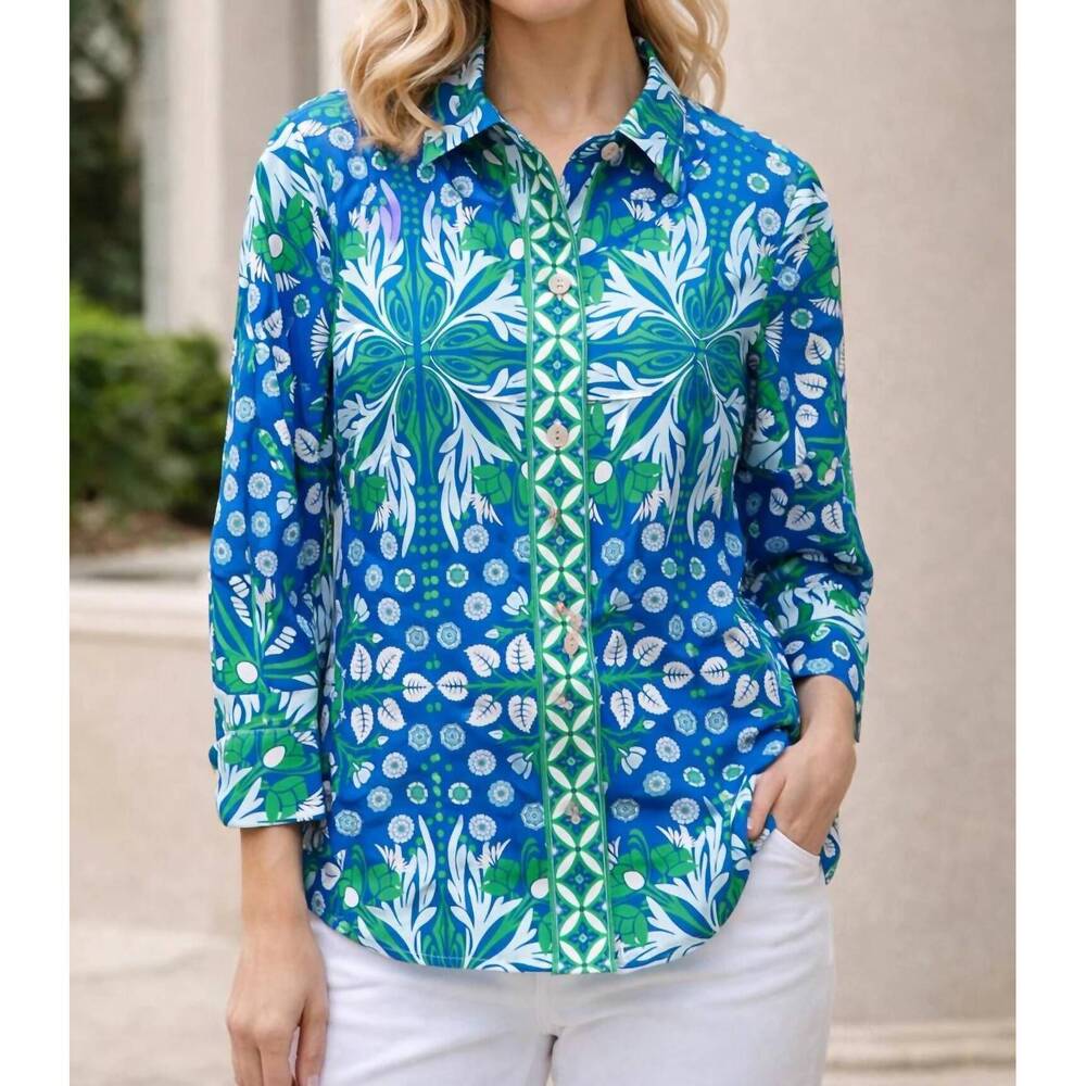 NEW PATTY KIM essential blouse in etro cobalt